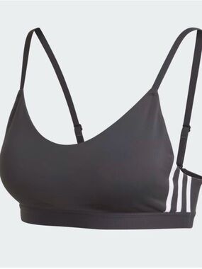 ADIDAS ALL ME Black & White Three-Stripe Light Support Sports Bra Size medium